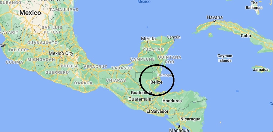 220311 Belize oversigtskort fra GoogleMaps